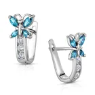 Cz Earrings Silver 925 Sterling Silver Pink CZ Butterfly Huggie Earrings For Girls