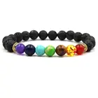 Bracelet Beads Bead Bracelet Beaded Bracelet Natural Healing Balance Beads Yoga Valconic Healing Energy Lava Stone 7 Chakra Diffuser Bracelet