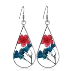 Earrings Jewelry Girl Metal Pendant Earring Wholesale Resin Metal Water Drop Red Pressed Dry Flower Glass Pendant Earrings Jewelry For Girls