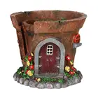 Craft Statue Garden Fairy House Flower Pot Planter Powered Outdoor Statue Solar Light Gardening Resin Craft