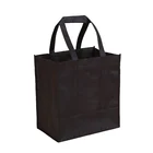 Wine Bag Recycle Customized Plain Tote Black Non Woven Wine Bag Recycle Wine Bottle Bag