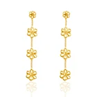 K Gold Earrings Cheap Earring Xuping Jewelry 24 K Gold Cheap Fashionable Flower Long Earrings Dubai Wedding Bride Earrings