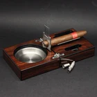 Ashtray Glossy Finished Wooden Cigar Ashtray With Cutter And Puncher Cigar Ashtray And Cutter Ashtray