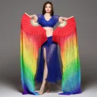 Stage Performance Chinese 1.8M Bamboo Silk Fans Colorful Belly Dance Fans Veils
