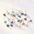 Cz Earrings Wholesale Birthstone 925 Sterling Silver Round Cut CZ Studs Earrings 6-8MM