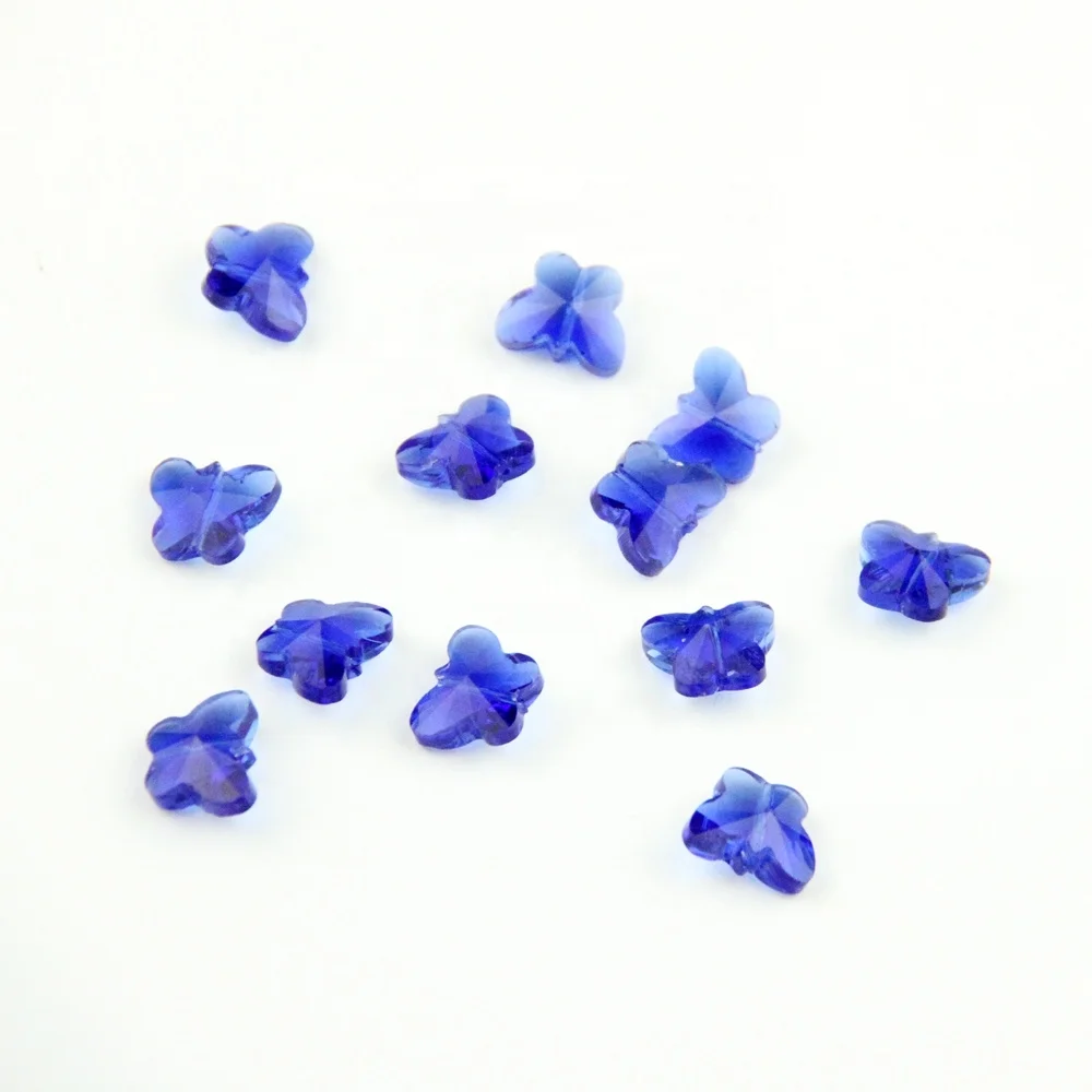 50pc Light Blue Crystal Chandelier Parts 14mm Faceted Butterfly Glass Beads 14mm 