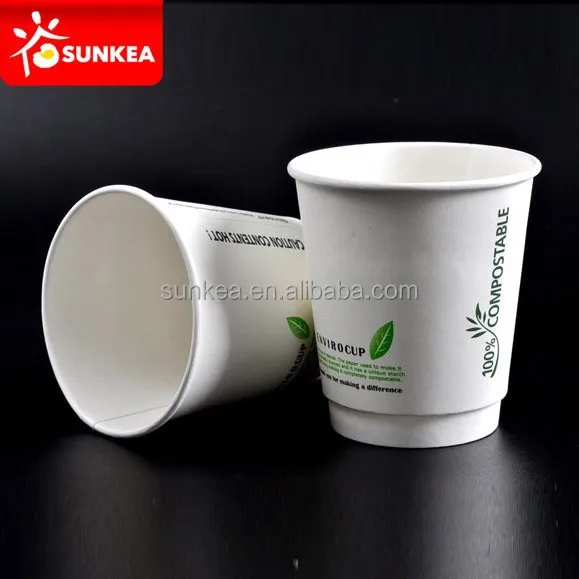Biodegradable double wall coffee paper cup