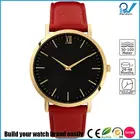 Timepiece Timepiece Sophisticated Fashion Timepiece PVD Gold Stainless Steel Case Luxury Black Italian Leather Strap Custom Watch Face