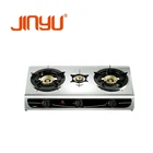 Stove Cooktop Surface Gas Stove JY-615 Stainless Steel With Brass Or Iron Cover Table ISO Black Tempered Glass Cooktop JINYU LPG NG