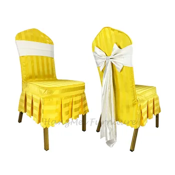 Weeding Banquet Custom Jacquard Plain Gold Pattern Stacking Protective High Cover Dining Room Round Back Chair Cover