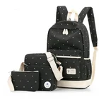 School Fashion Bag School 3 Pieces Set Canvas Backpack Dots Trendy Child School Bag With Teernager Shoulder Bags