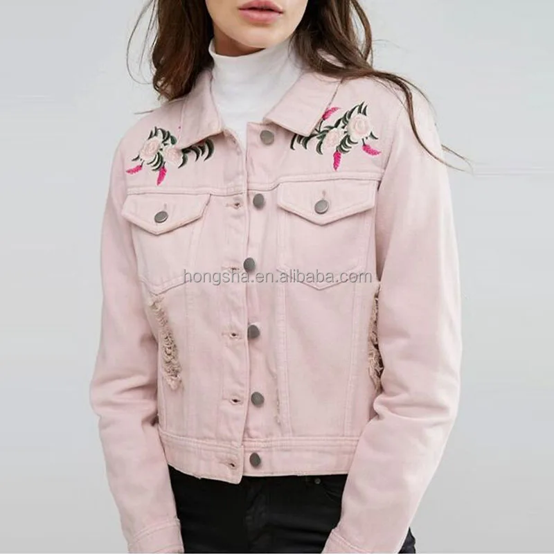 Autumn Women Denim Jacket Latest Pink 