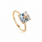 Natural gemstone women solitaire engagement ring, pure blue topaz ring in Sterling silver
