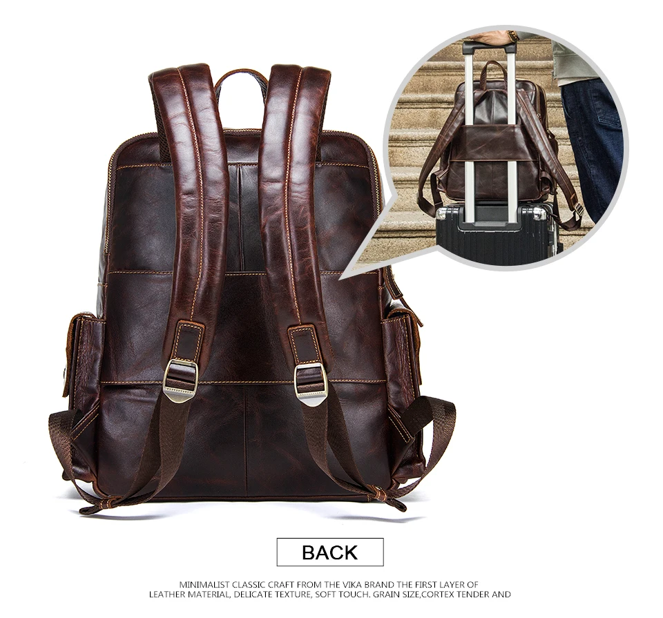 Contact's Crazy Horse Leather Travel Backpack for 14 inch laptop 36-55 lt