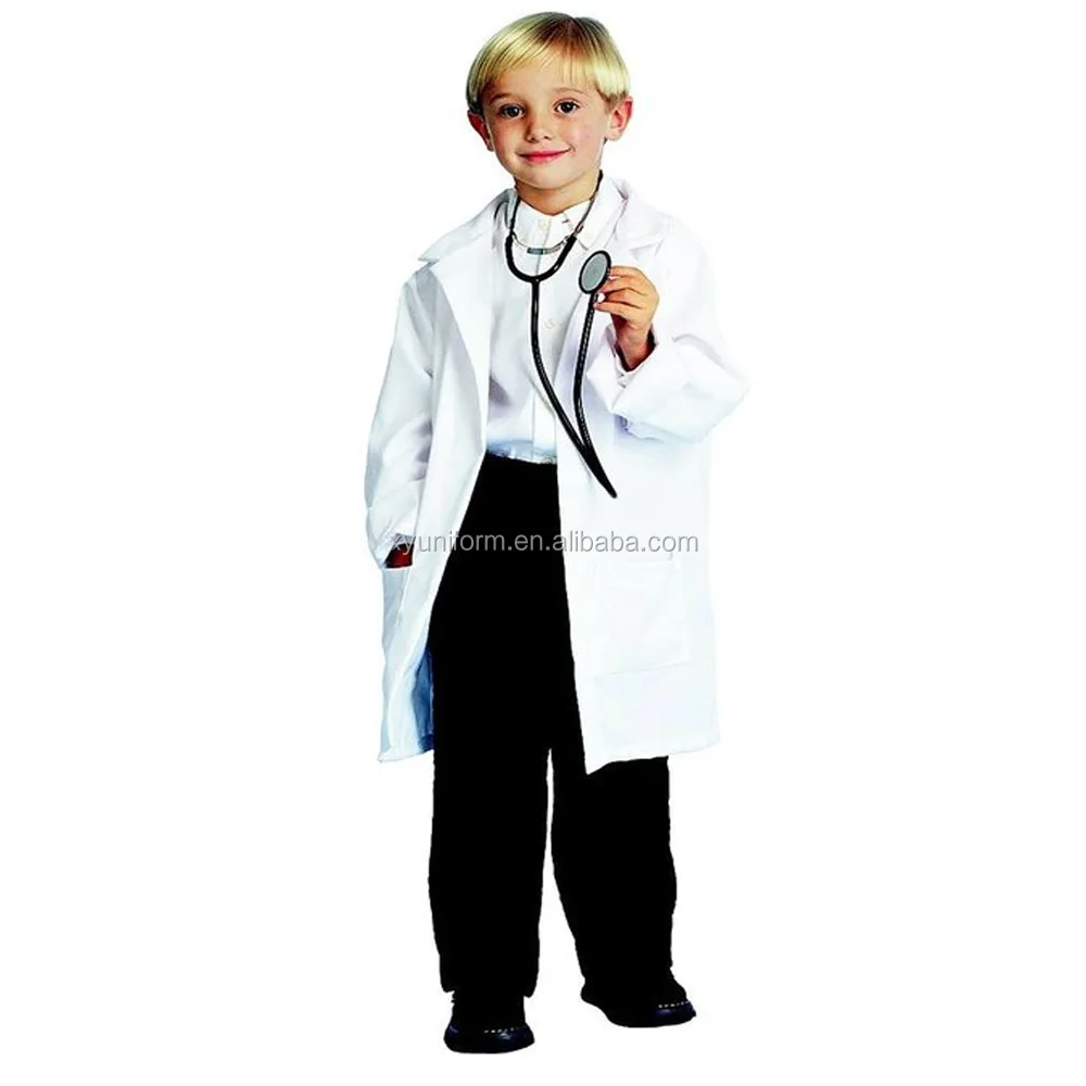 Kid School White Lab Coat Doctor Hospital Scientist Fancy Dress Costume S/M/L/XL 