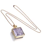 Crystal Wholesale Hot-sales Square Glass Bottle Frame Granule Amethyst Pendant Women Pink Crystal Necklace Jewelry