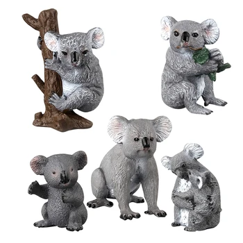 Amazon Hot Selling Cute gray miniature plastic koala animal toy for kids
