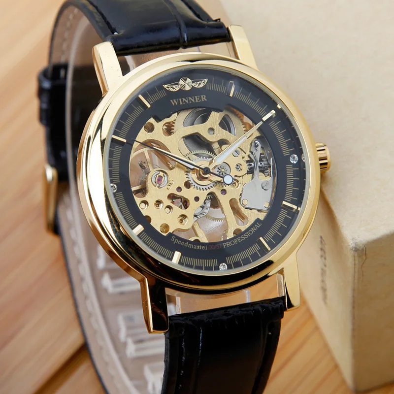 excelent quality luxury brand winner watch mechanical skeleton