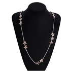 Neckalce Rose Gold Plated Multi Flower Long Neckalce For Woman N7-10990-5050