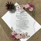 Luxury Flower Clear Acrylic Perspex Wedding Invitation Cards Party Invitation Cards