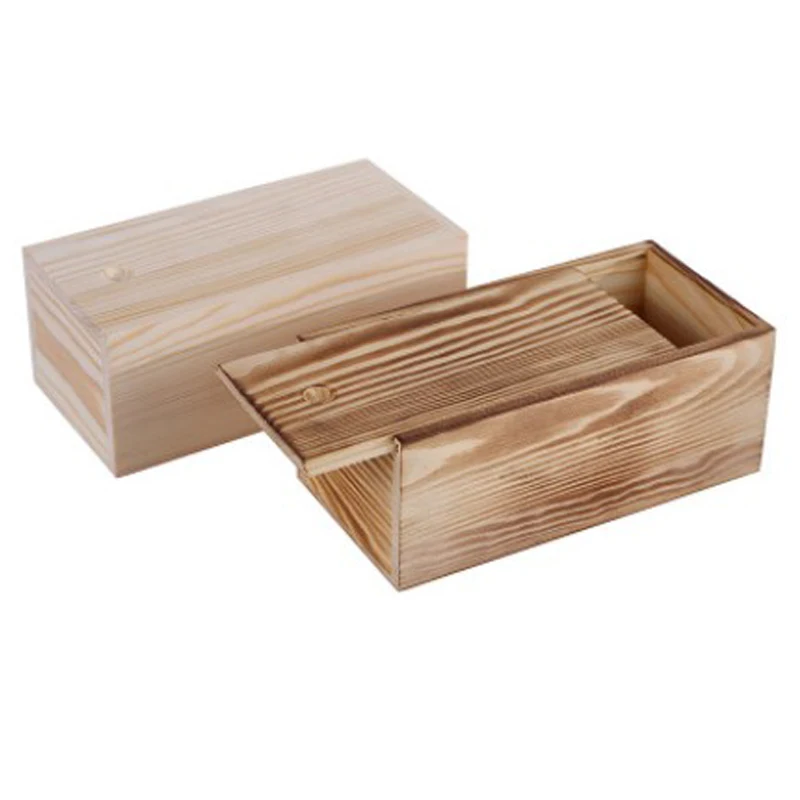 Amazon hot sale natural solid wood sliding wooden box for sale