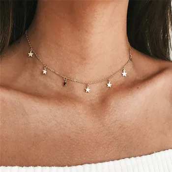 Artilady stock factory design layered necklace moon charms lucky gold star choker necklaces for women daily Birthday party Gift
