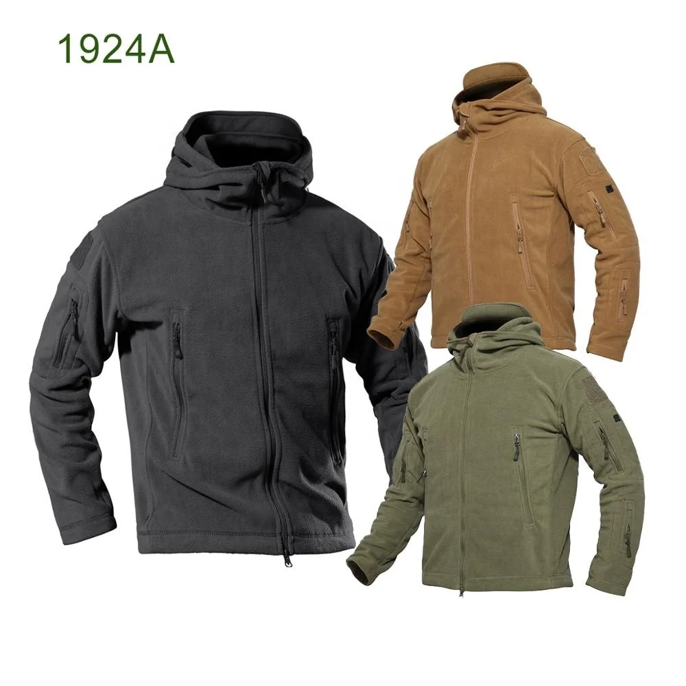 Wholesale Men's Polar Fleece Army Military Tactical Jacket Hoody  Coat Hoodie Jacket Windbreaker Fleece