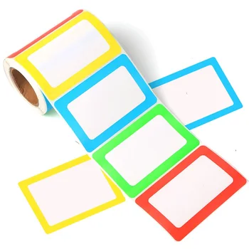 Colorful Name Tag Stickers Labels Plain Color Border Stickers for Parties, School, Kids Clothes, Jars