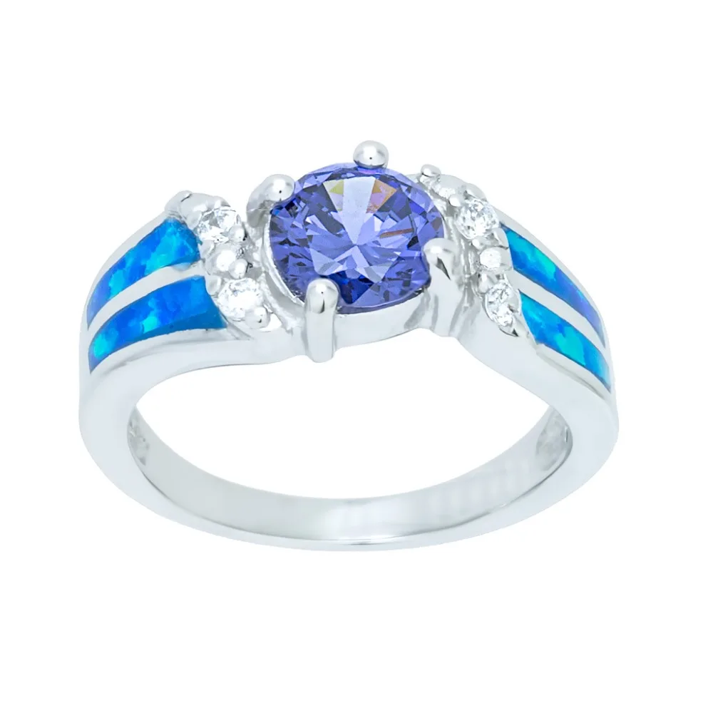 Fine Woman Jewelry Australian Tanzanite Jewelry 925 Silver Synthetic Blue Opal Engagement Rings Agr154r - Buy Australian Blue Rings,Tanzanite Opal Ring,Tanzanite Cz Ring With Opal Ring Jewelry Product
