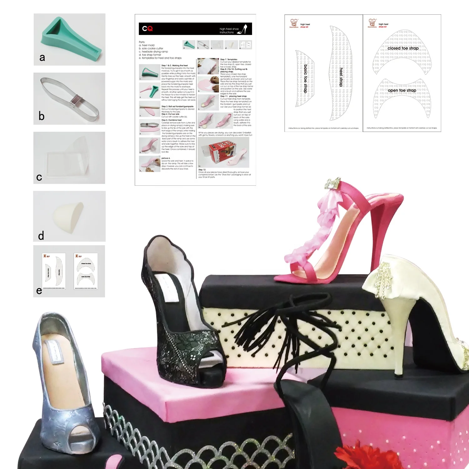 KALAIEN 3D Cake Decorating Molds Fondant High-heeled Shoes Kit Set Small Size Mold 