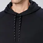 Hoodies Black Hoodie Hoodie Wholesalers OEM 100% Polyester Fleece Pullover Hoodies For Men Lifestyle Wear Black Raglan Long Sleeve Hoodie With Drawstrings
