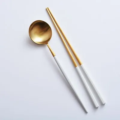 Korean Style High Mirror Polish Black Gold Stainless Steel Chopsticks for Wedding Gift