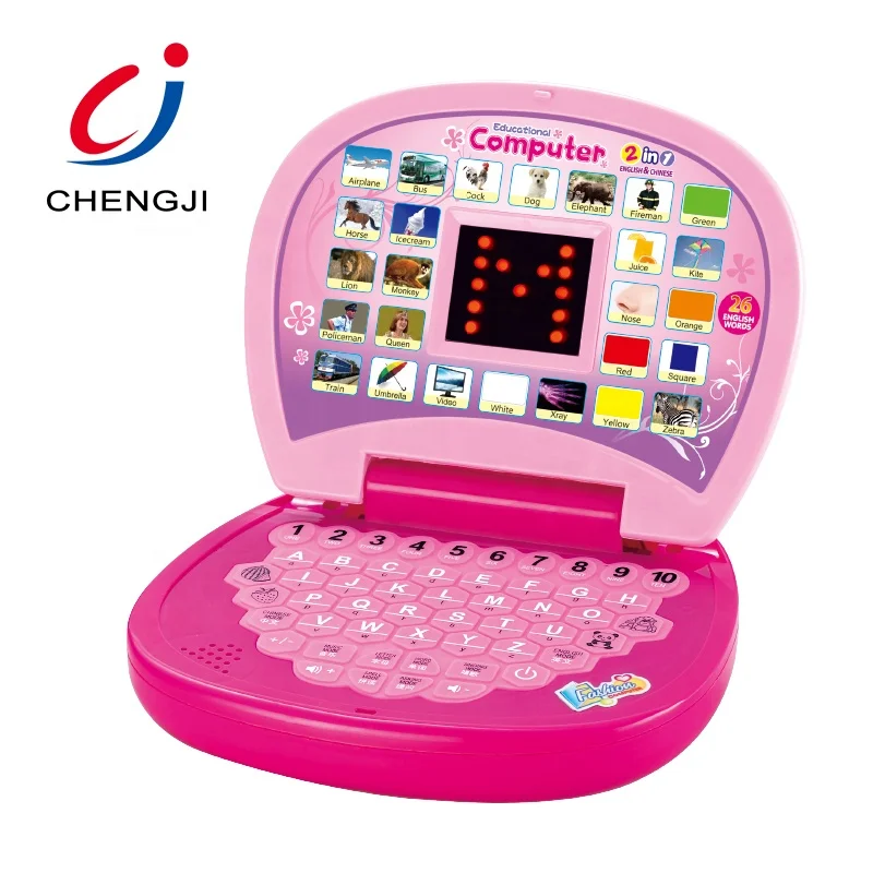 Education kids laptop LED screen English Chinese learning machine computer toy