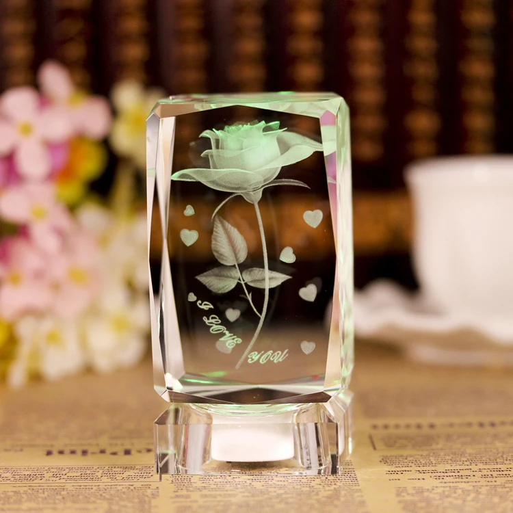 product wholesale customize crafts led light souvenir butterflies tulip flowers engraved 3d laser crystal cube-38