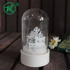 Wood Card Art Inside Christmas LED Light Glass Bell Jar Dome Ornaments