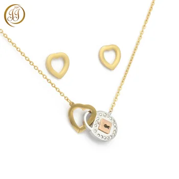 Personalized Heart And Lock Pendant Design Gold Plated Wholesale Cheap Costume Jewelry Sets