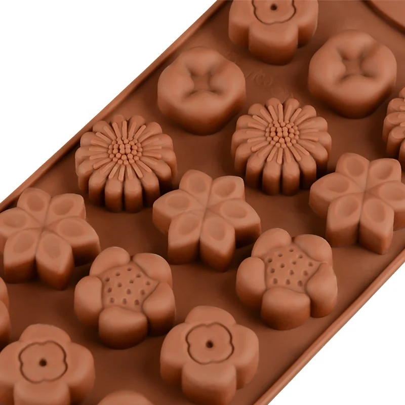 15 Cavity Diy Beautiful Lovely Mini Flower Shape Custom Eco-Friendly Silicone 3D Molds For Cake