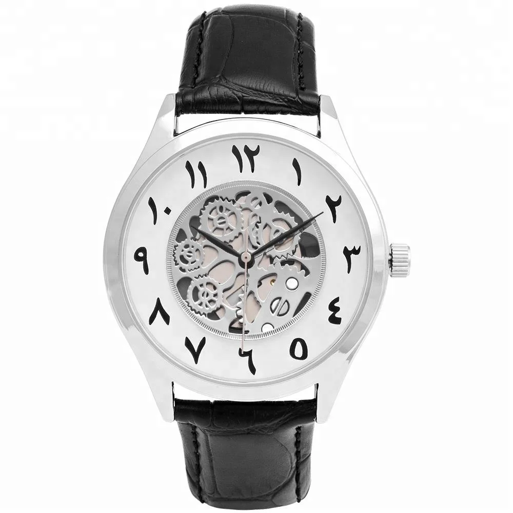 Classic Cheap Leather Watch Wholesale Custom Skeleton No Tactile Arabic Number Watch for Women