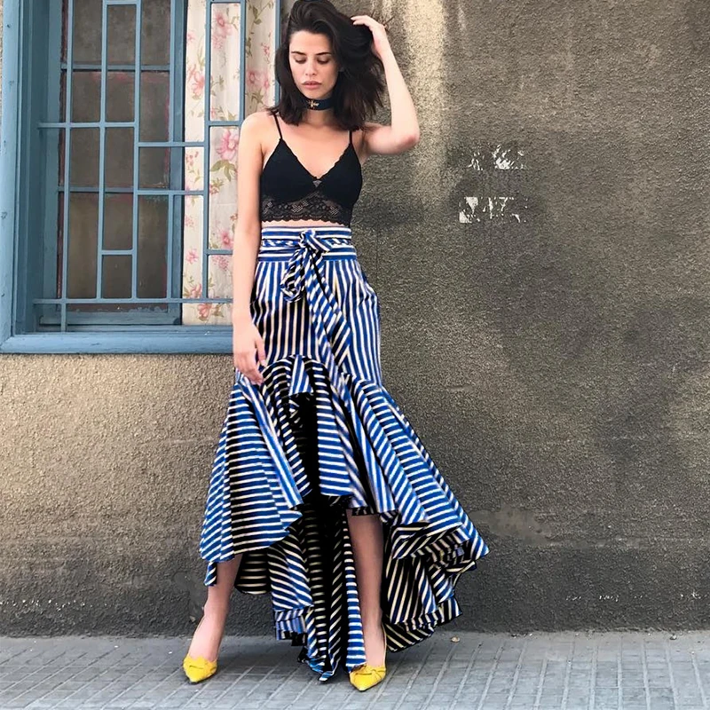 Chinese Clothing Manufacturer 2019 Striped Fishtail Long Skirts Women