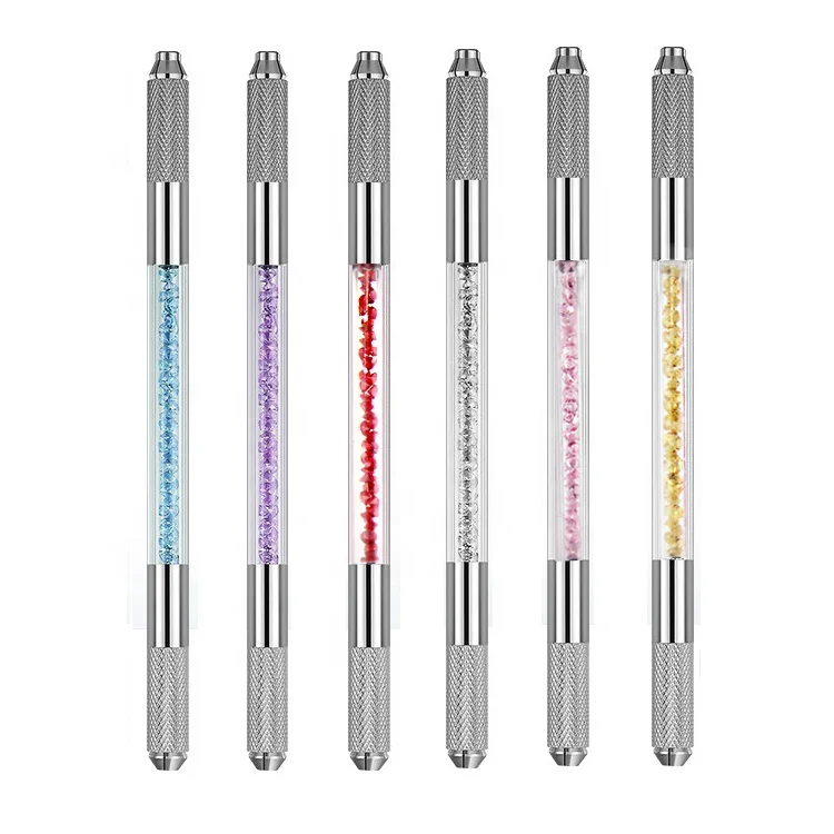 Professional Microblading Tattoo Pen with 14.2cm Length Stainless Steel and Plastic Double Head Design for Eyebrow Microblading