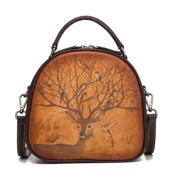 2020 Lady Brand Designer Handbag Animal Prints Genuine Leather Handmade Bags Creative Vintage Shoulder Bag