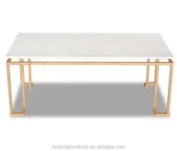 Factory Directly Stainless Steel Brass Gold Marble Long Coffee Table