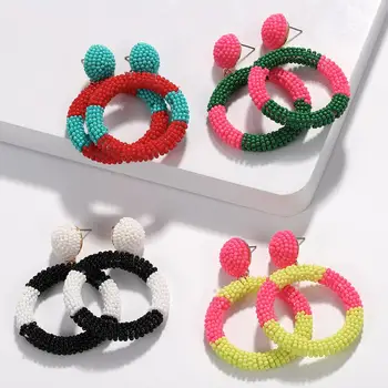 Zooying Fashion hoop earrings colorful beads jewelry earrings