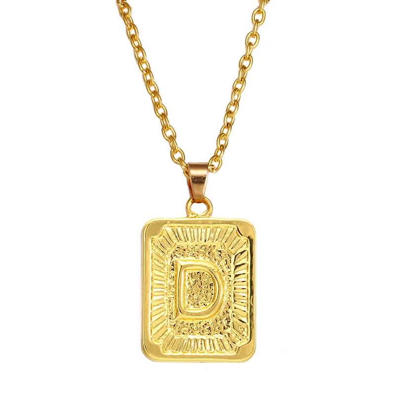 Gold Letter D Pendant Necklace Alphabet 