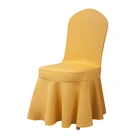 Polyester Chair Covers Polyester Spandex Ruffled White Chair Covers For Weddings Party With Skirt