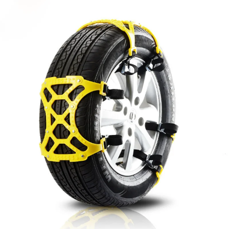 Newest Version BESAZW Yellow Car Anti-Skid Snow Chains Portable Adjustable Emergency Belting Straps Anti Slip Tire Security Chains Commercial Truck Accessories 