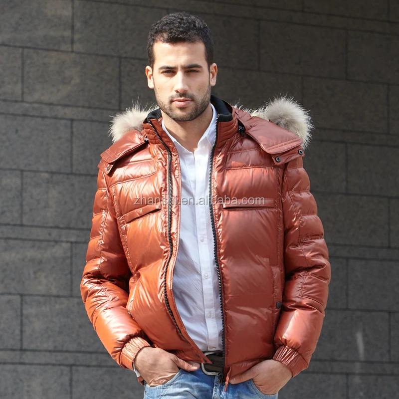 leather goose down jacket