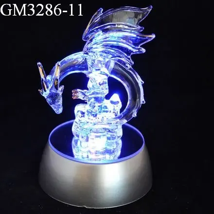 LED Dragon Shaped Animal Glass Figurine Wholesale hand blown glass dragon factory