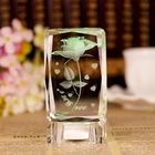 Gift 3d Laser Engraved Crystal Cube Rose Flowers Led Light Souvenir 3d Laser Crystal Engraving Business Gift