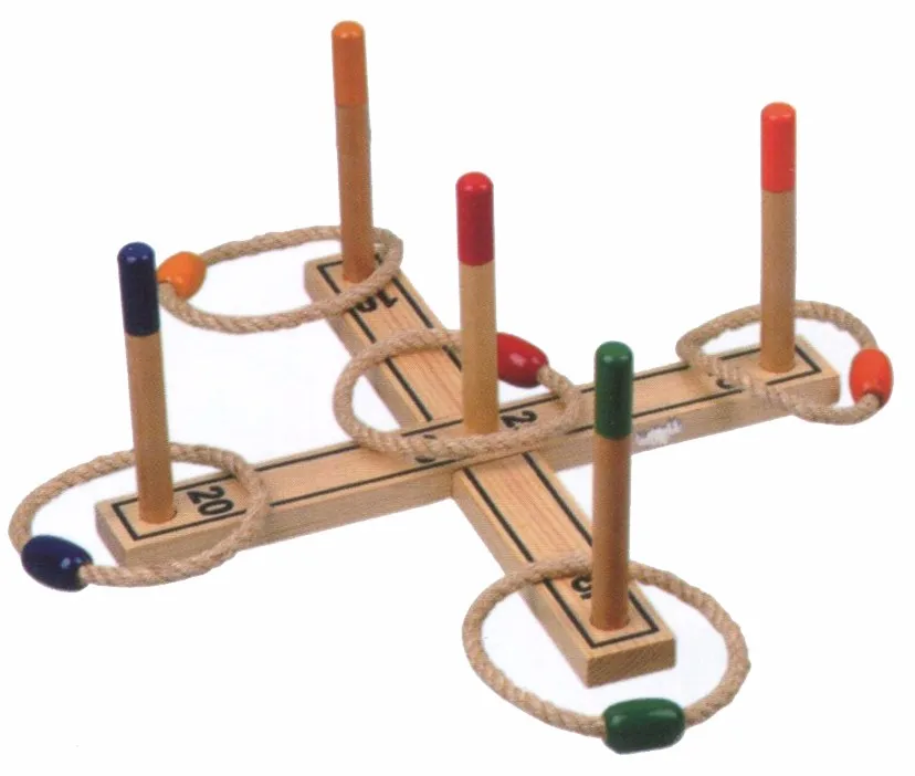 Cute Outdoor And Garden Wooden Quoit Ring Toss Set Game